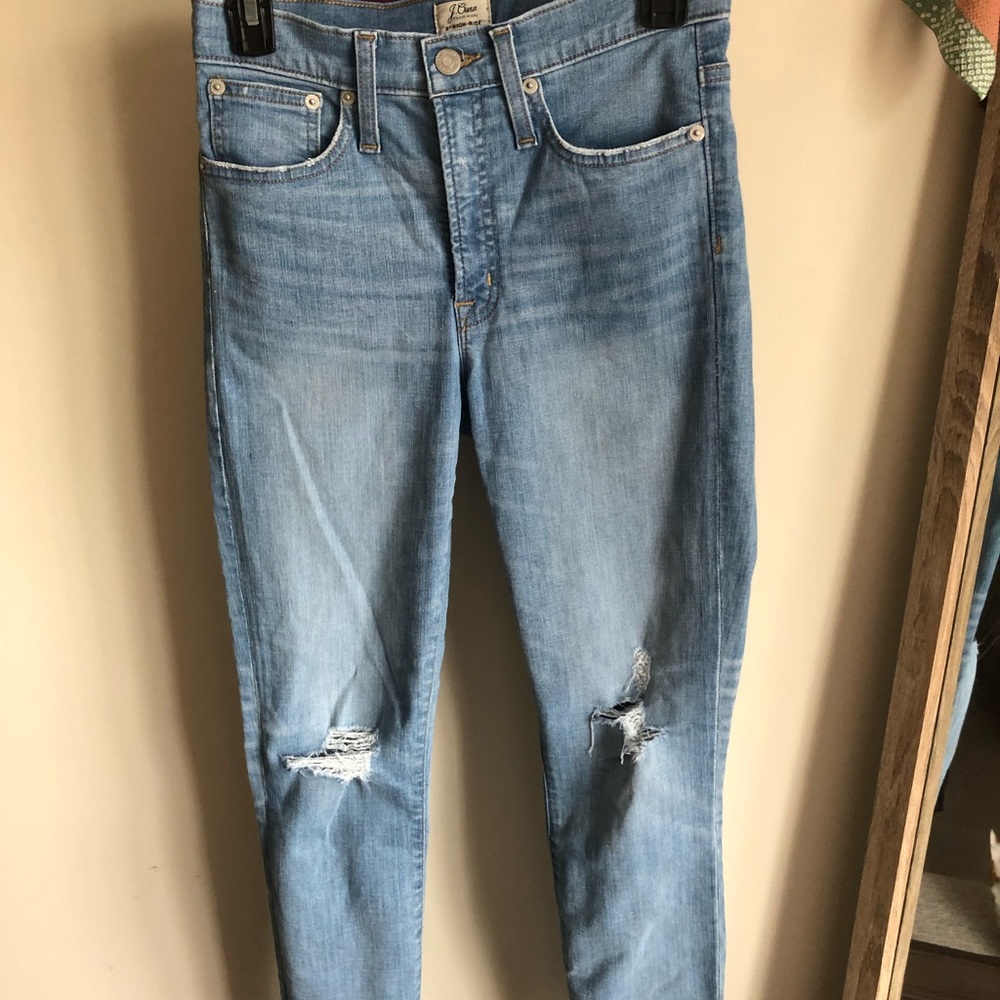 JCrew HighRise Toothpick, Sz 27, Light, Distressed